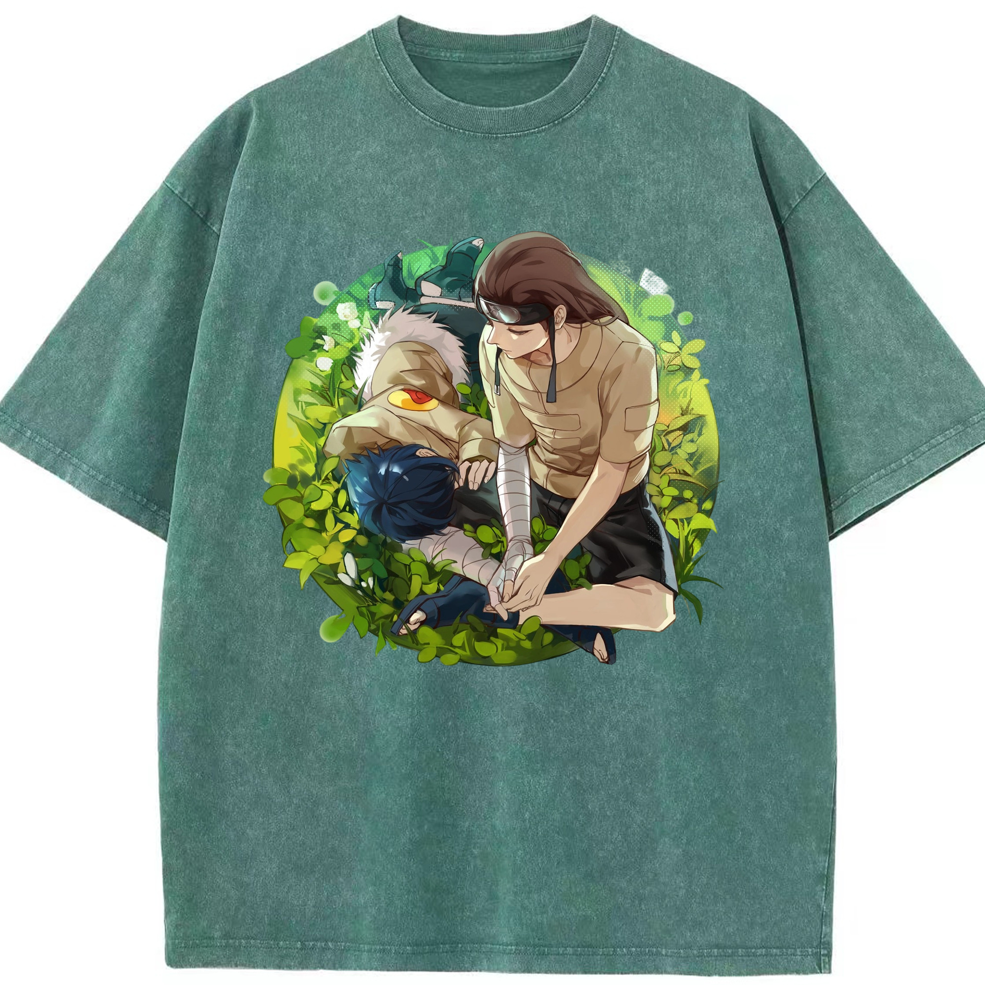 （画像用） NARUTO -ナルト- 日向ネジ Hyūga Neji 綿100% ヴィンテージ風 半袖Tシャツ（フロントプリント）